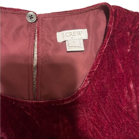 J.Crew Factory Red Velvet Peplum Top - Picture 8 of 11